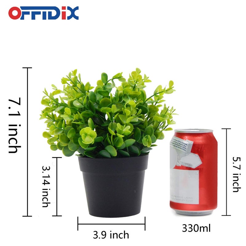 OFFIDIX Artificial Mini Plastic Eucalyptus Potted Plants for Home Office Decoration, Faux Plastic With Black Pots, Fake for Bathroom Decor - Image 2